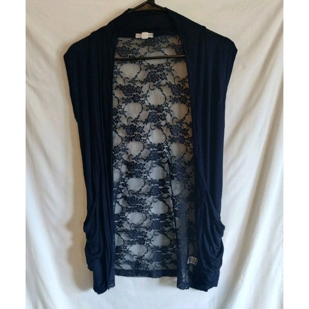 Zenna Outfitters Sleeveless Navy Blue Cardigan Women's Size Large